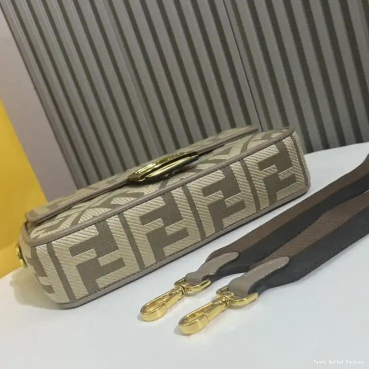 Cheap HOT Bag FF In Motif Grey Medium Fendi Canvas Baguette 0515
